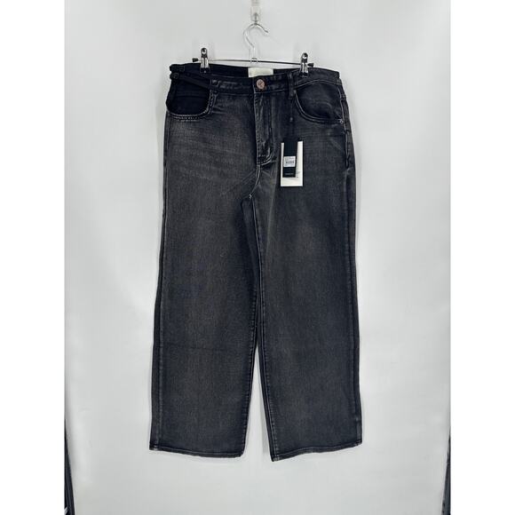 One Teaspoon Cut Out Jackson Wide Leg Denim Jeans - Faded Black Size 30 NWT - Picture 4 of 12
